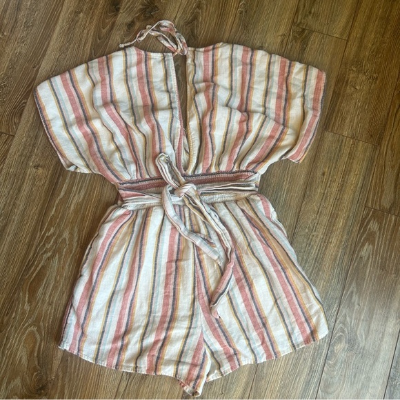 American Eagle Outfitters Multicolor Linen Blend Striped Jumpsuit S - Picture 7 of 10